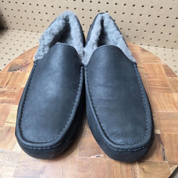 UGG ASCOT BLACK LEATHER SHEARLING LINED MOCCASIN SHOE US 17/ EU 51/ UK 16 main image 5
